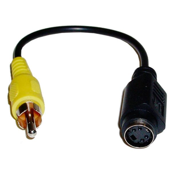 Adaptador de cable RCA amarillo a conector S-Video hembra negro