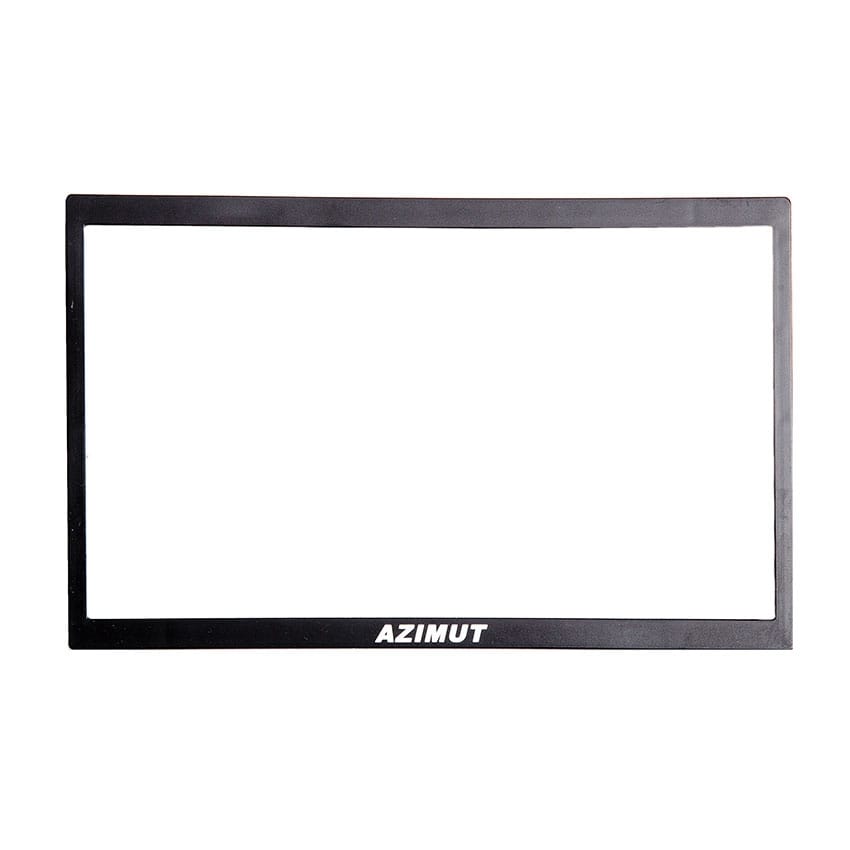 Embellecedor negro con marco rectangular y logo Azimut blanco