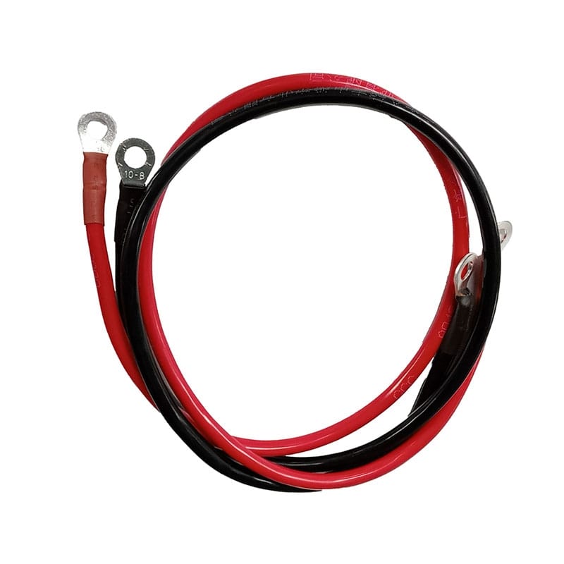 Par de cables rojo y negro con terminales de anilla para inversor