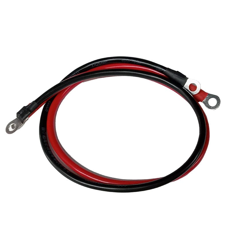 Par de cables rojo y negro con terminales de anilla para inversor