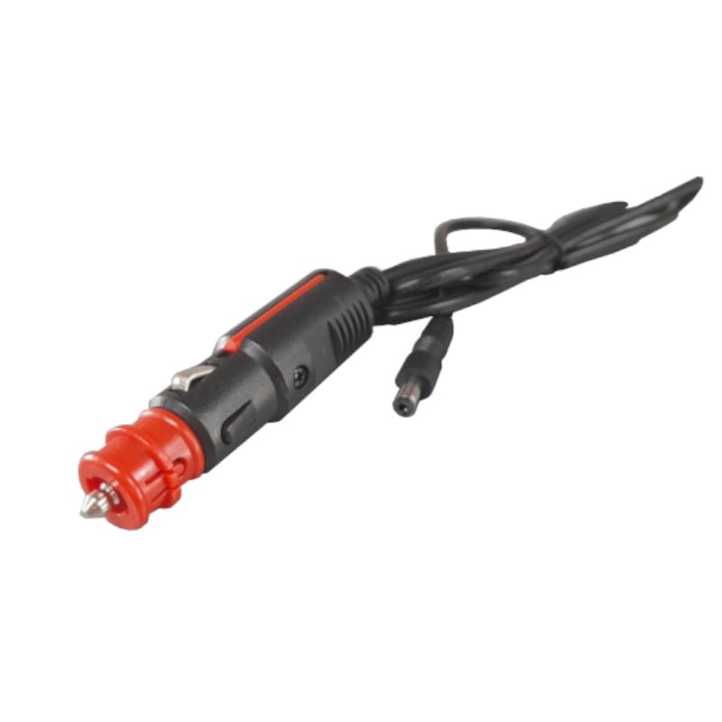 Cable adaptador 12V con conector de mechero rojo y jack DC