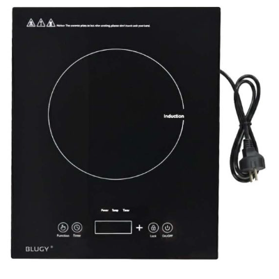 Placa de inducción de un fuego negra con cable Blugy