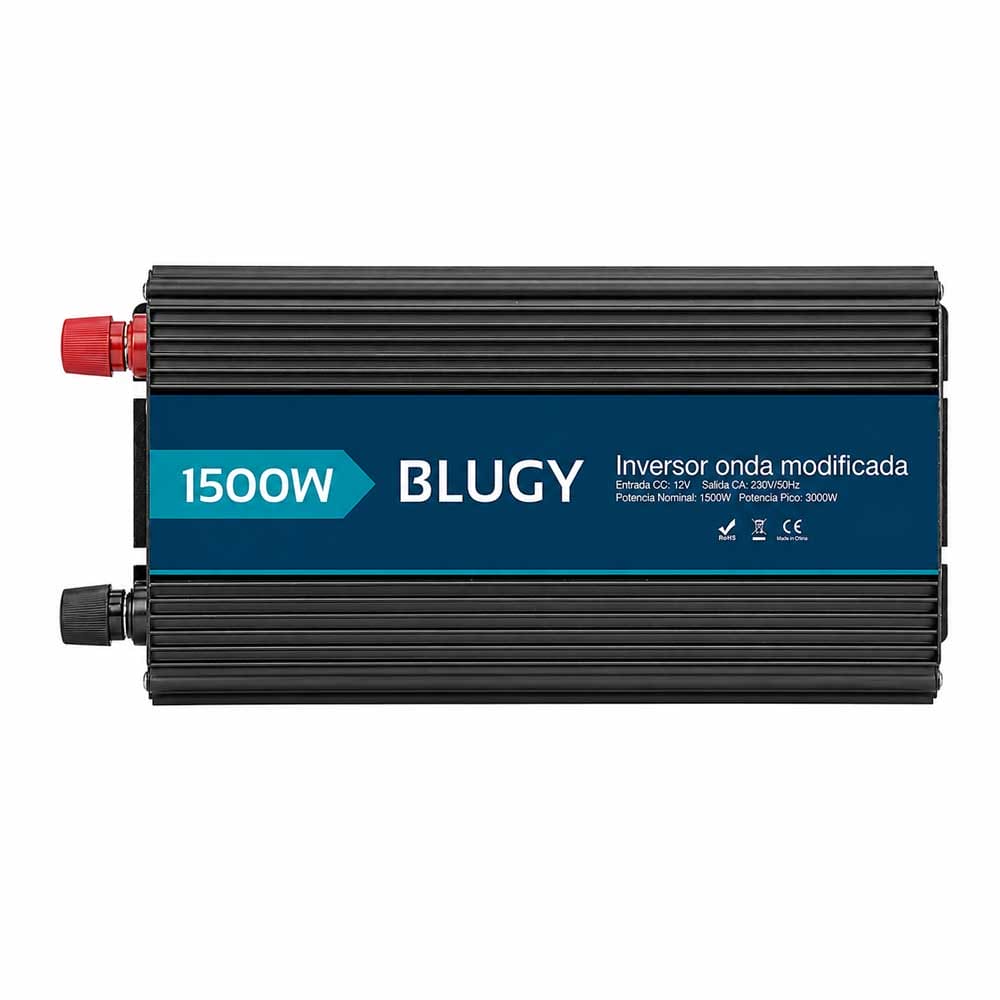Inversor de onda modificada Blugy 1500W con entrada 12V