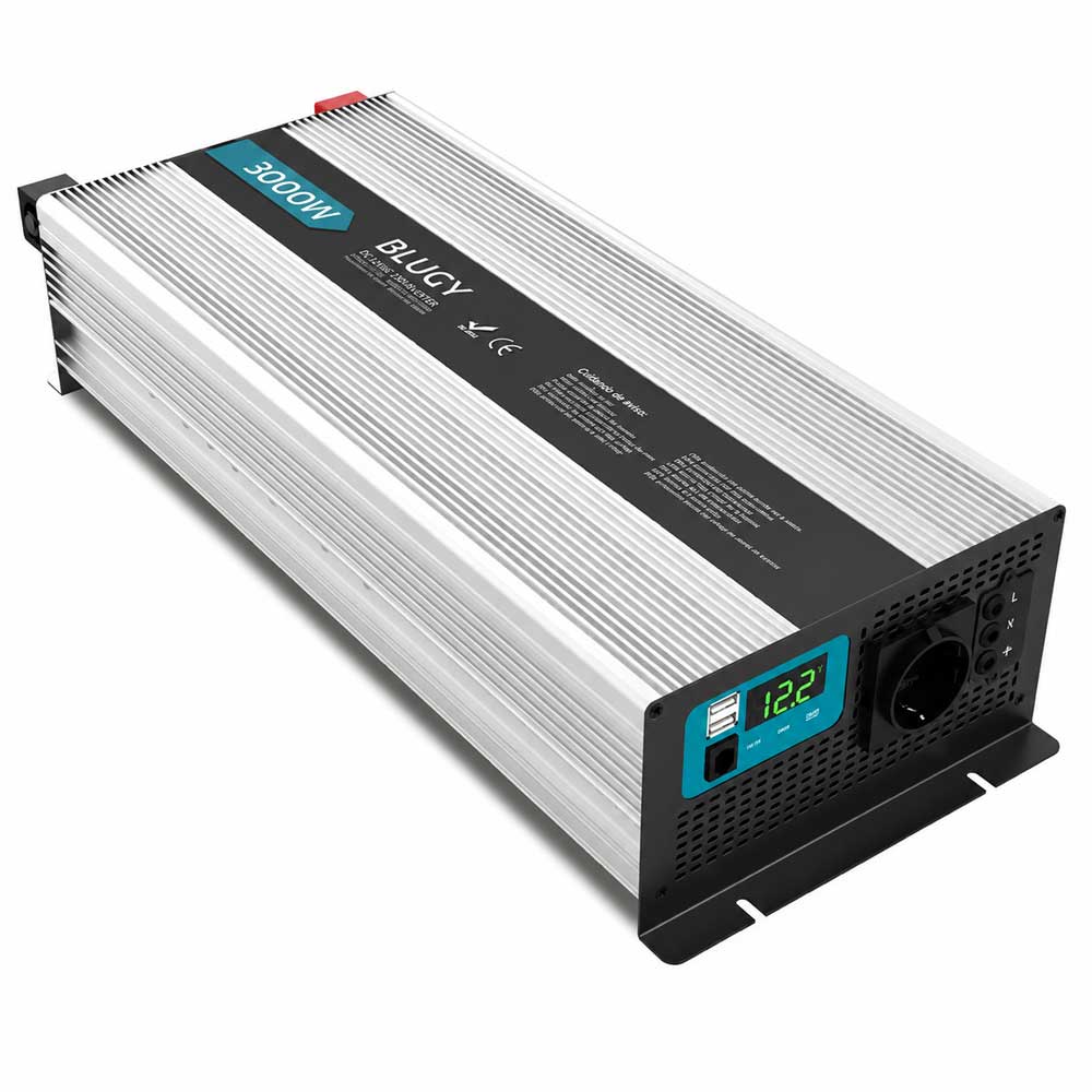 Inversor de onda pura Blugy 3000W con pantalla digital y toma Schuko