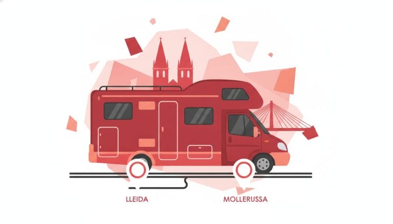 Autocaravana moderna estacionada en carretera de Lleida