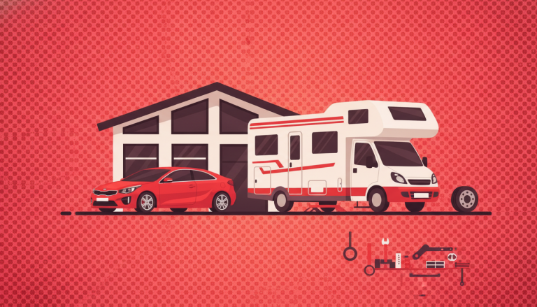 Concesionario multimarca con vehículos KIA y autocaravanas exhibidos